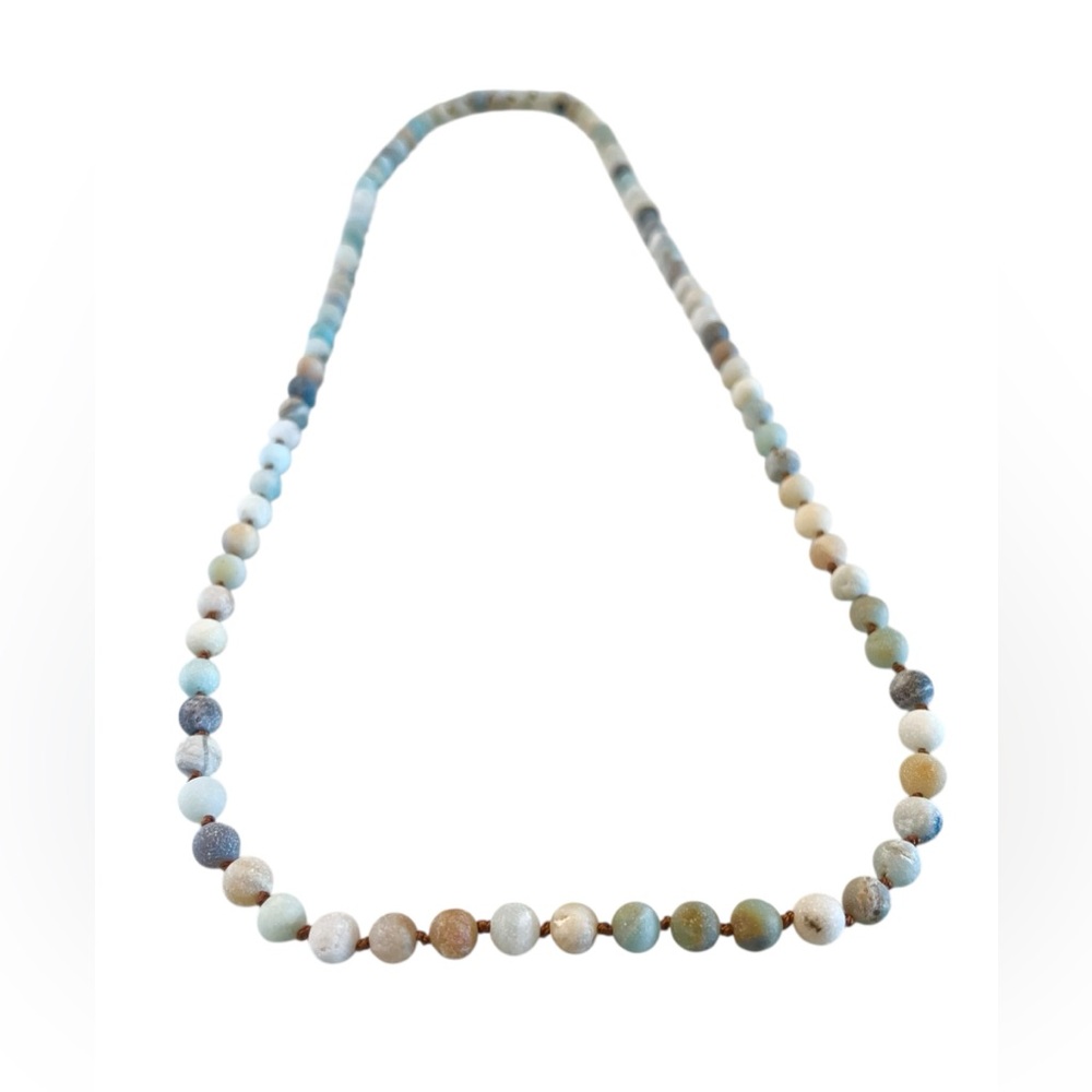 Amazonite Stone Necklace with Organza Bag. NWOT.